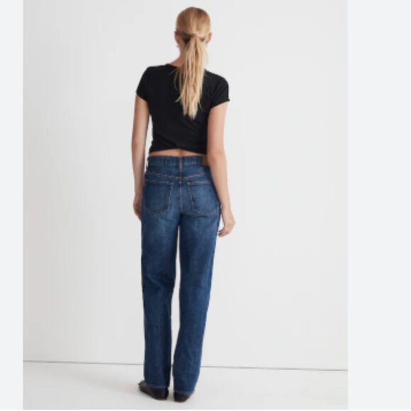 Madewell Low-Slung Slouchy Straight Leg High Rise Dark Wash Jeans Size 30 - Picture 2 of 2